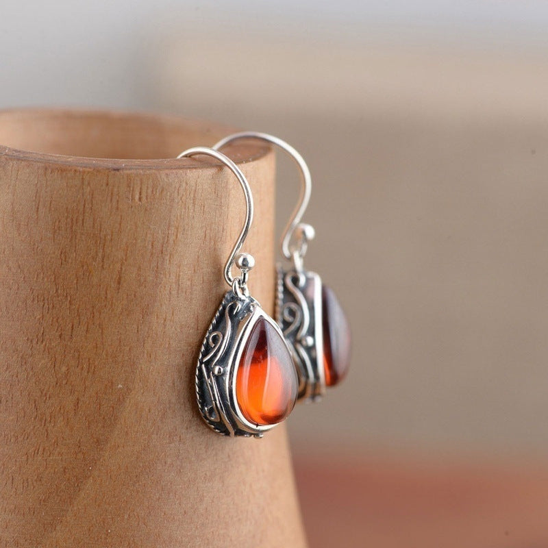 LADAZA Vintage Water Drop Earrings in Antique Silver