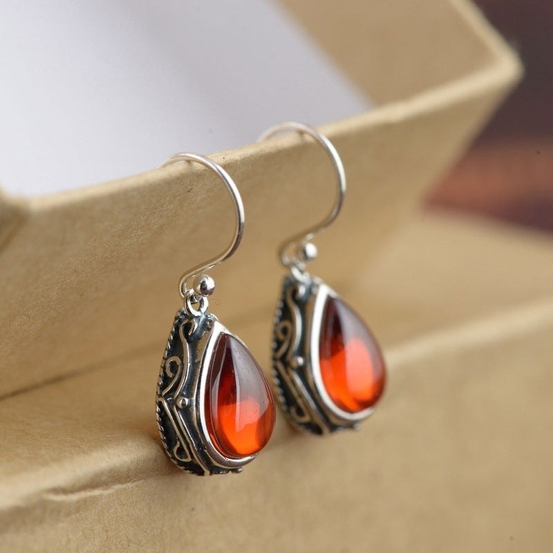 LADAZA Vintage Water Drop Earrings in Antique Silver