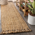 JONATHAN Y NRF103A-210 Pata Hand Woven Chunky Jute with Fringe Natural 2 ft. x 10 ft. Runner Rug Rustic Vintage Industrial Perfect for Bedroom Living Room Kitchen