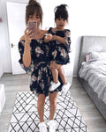 Digital Print Matching Family Dresses with Belt