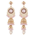 Vintage Jhumka Jhumki Tassel Drop Dangle Earrings Indian Ethnic Beaded Balls Bell Statement Oxidized Antique Traditional Earring for Women Crystal Wedding Party Festival Bohemian Bollywood Jewelry Gift (Pink)