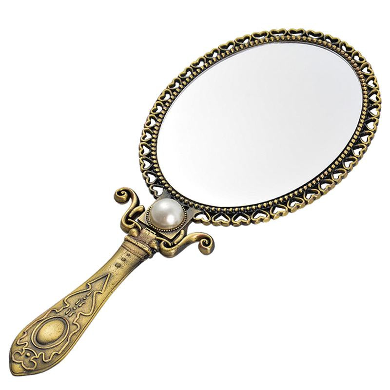 Portable Antique Handheld Makeup Mirror with Creative Design