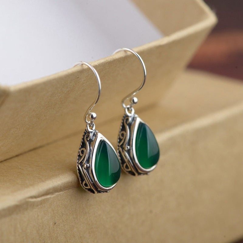 LADAZA Vintage Water Drop Earrings in Antique Silver