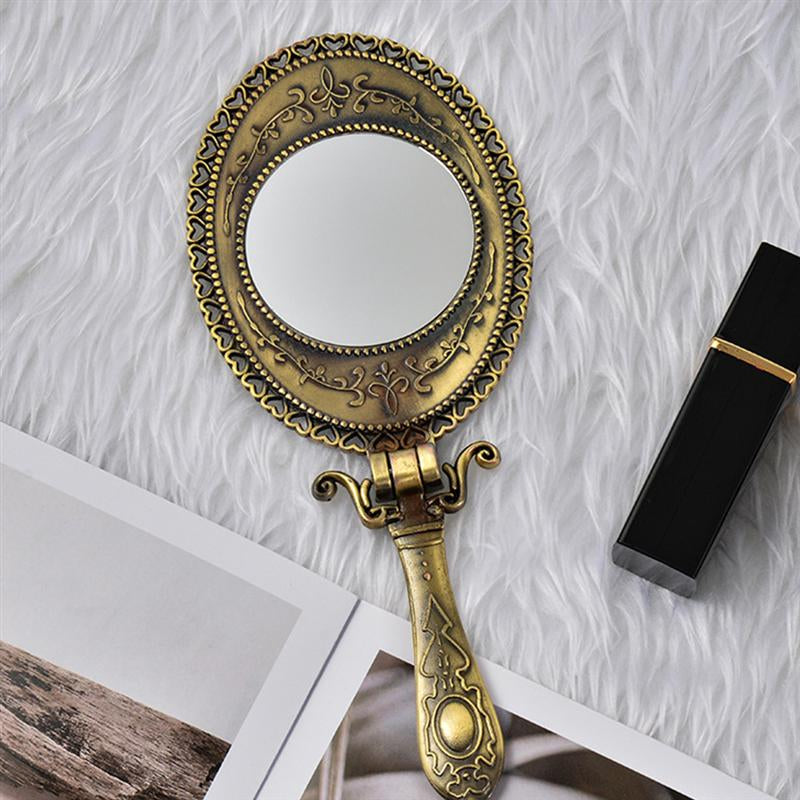 Portable Antique Handheld Makeup Mirror with Creative Design