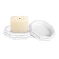 Candle Pedestal for Pillar Candle Set of 2 Rustic Round Wood Tray Beaded Risers Farmhouse Wood Beaded Tray for Tiered Tray Candle Mug Display Decorative Table Centerpiece Antique White