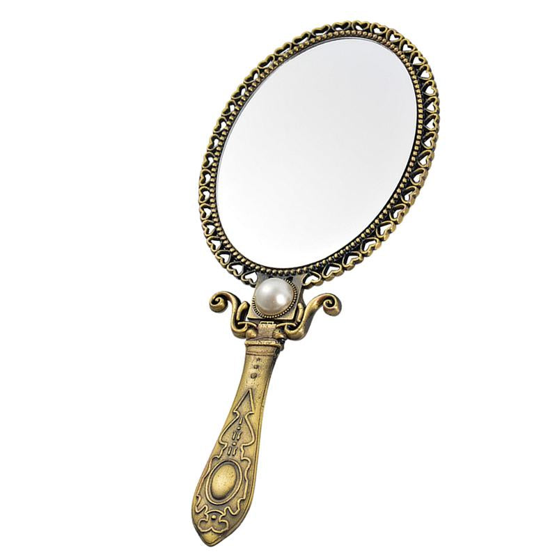 Portable Antique Handheld Makeup Mirror with Creative Design