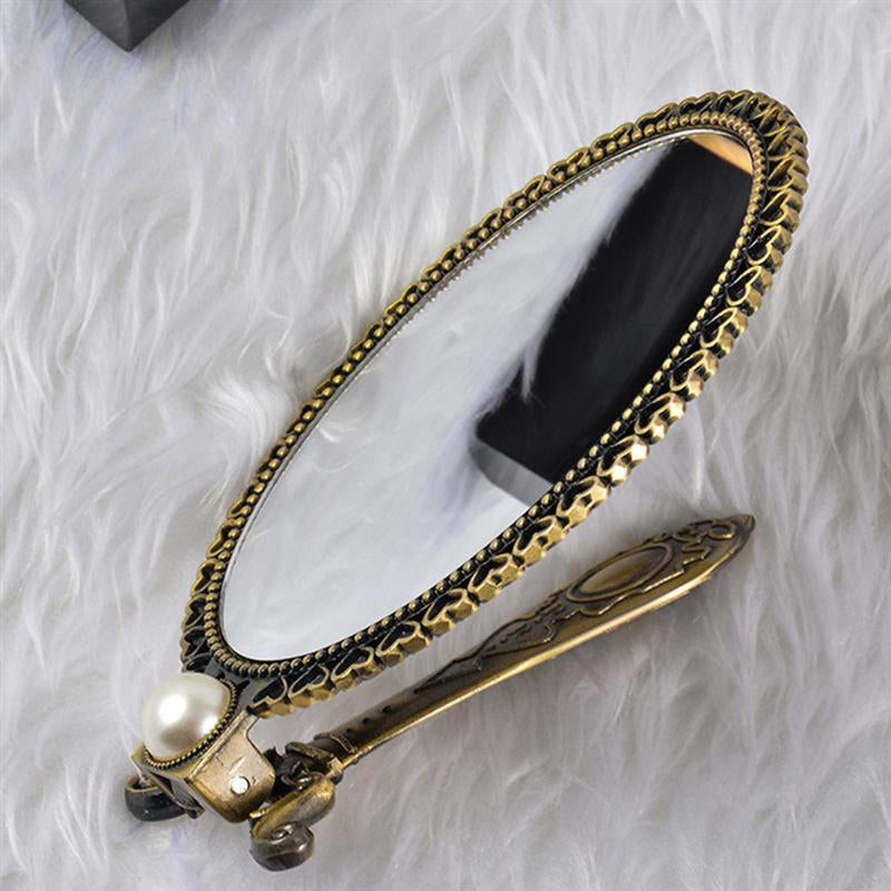 Portable Antique Handheld Makeup Mirror with Creative Design