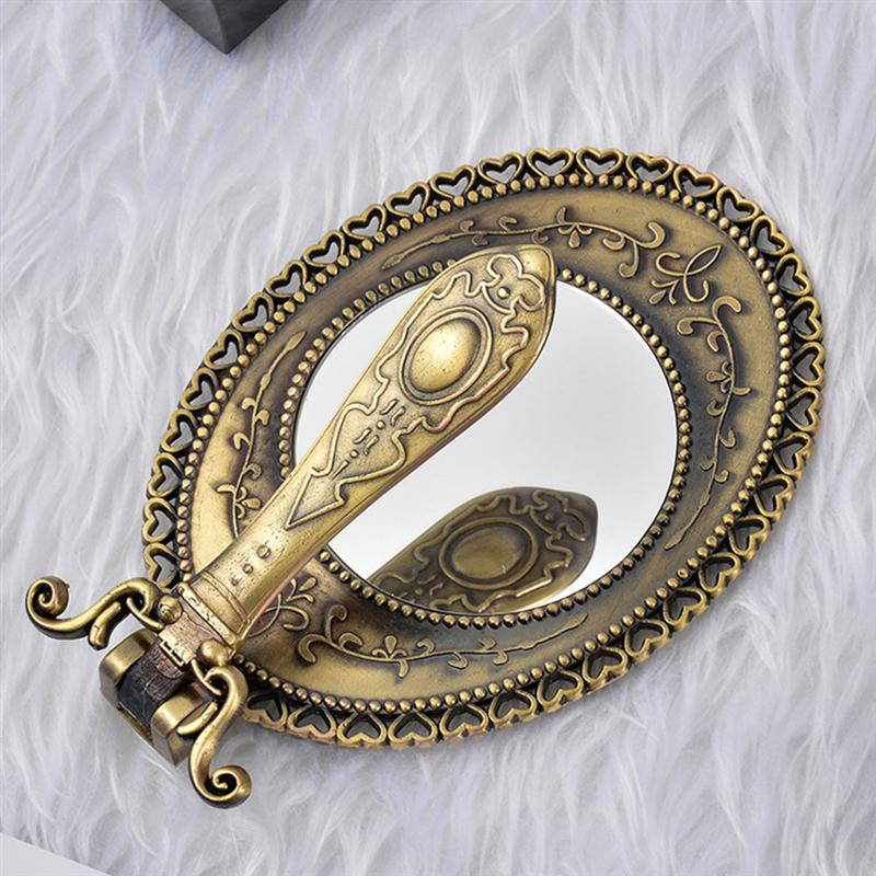 Portable Antique Handheld Makeup Mirror with Creative Design