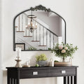 HQiJun Wall Mirror Window Decorative Traditional Mirrors Antique Arched Farmhouse for Living Room Bedroom Entryway Bathroom Vanity 30 * 36 * 1.2Black