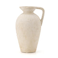 LUKA Ceramic Rustic Farmhouse Vase9.25 inch Terracotta Vase with HandleNeutral Tall Clay Vases Decorative Vase for Living RoomTableShelf Decor(Off-WhiteL)