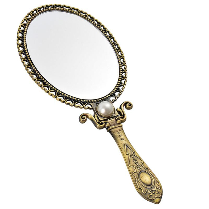 Portable Antique Handheld Makeup Mirror with Creative Design