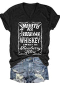 Smooth as Tennessee Sweet as Strawberry T Shirt Women V-Neck Country Music Tee Tops Black Blouse
